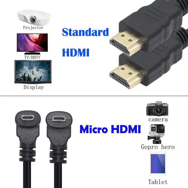 Alt view image 4 of 5 - BUCIER Micro HDMI Male to HDMI Male 50CM 90 Degree Angle Adapter (2Pack - Up & Down Angle) - Supports 3D, 4K, 1080P, Ethernet, Audio Return