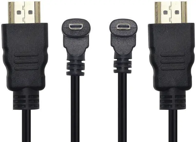 Main image of BUCIER Micro HDMI Male to HDMI Male 50CM 90 Degree Angle Adapter (2Pack - Up & Down Angle) - Supports 3D, 4K, 1080P, Ethernet, Audio Return