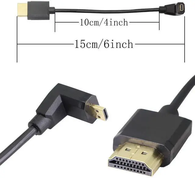 Alt view image 7 of 7 - BUCIER 90 Degree Micro HDMI Male to HDMI Male Cable Adapter Connector 4K 60Hz Ethernet HDMI Type D to Type A 3D Audio Return for Cameras-15CM (Angle UP)