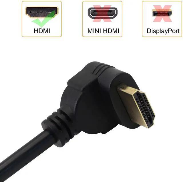 Alt view image 2 of 7 - BUCIER HDMI Panel Mount 90 Degree Extension Cable,HDMI Femlae to 90 Degree UP Male Connector Wire, with Screw Hole Panel Mount,Support 4K 60hz 3D TV, Roku, Xbox360 eat. (Angle UP) 0.5m