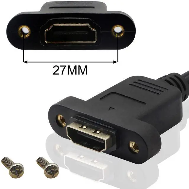 Alt view image 3 of 7 - BUCIER HDMI Panel Mount 90 Degree Extension Cable,HDMI Femlae to 90 Degree UP Male Connector Wire, with Screw Hole Panel Mount,Support 4K 60hz 3D TV, Roku, Xbox360 eat. (Angle UP) 0.5m