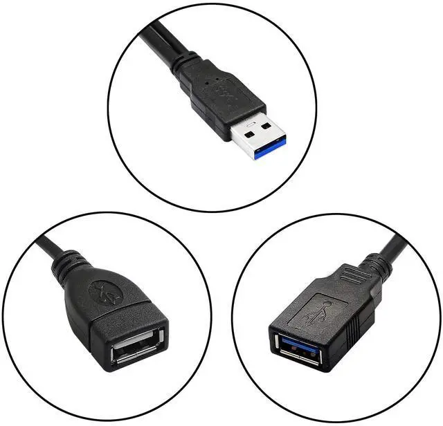 Alt view image 3 of 6 - BUCIER USB 3.0 Splitter Cable,USB Type A 3.0 Male to 3.0 Female and 2.0 Female Y Extension Splitter Cable for PC,Laptop,Length 30cm