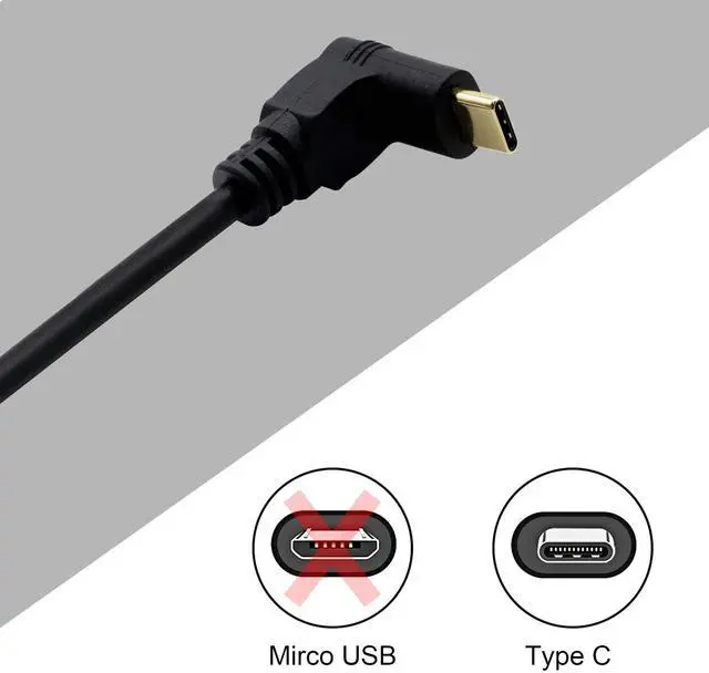 Alt view image 2 of 6 - BUCIER Right Angle 90 Degree Type C Cable,Type C Male to Type C Male 90 Degree Cable Up/Down Angle Charging Data Synchronization Extension Cable 3FT