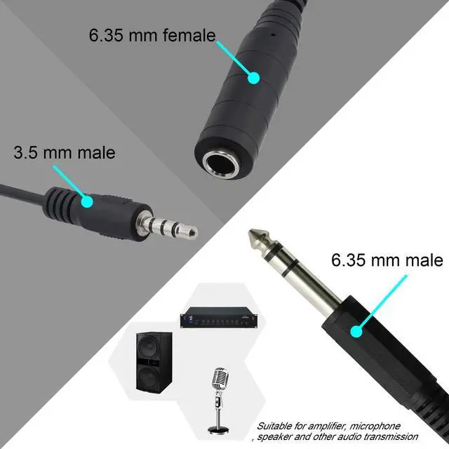 Alt view image 2 of 6 - BUCIER 6.35mm TRS Male to 1/4 TRS Female Stereo Headphone Y Splitter Extension Cable