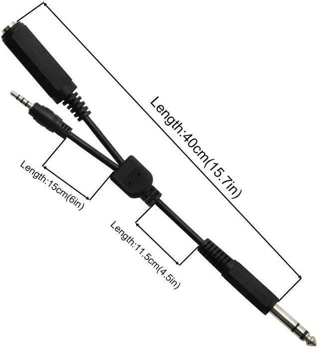Alt view image 6 of 6 - BUCIER 6.35mm TRS Male to 1/4 TRS Female Stereo Headphone Y Splitter Extension Cable