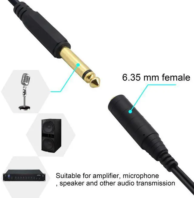 Alt view image 5 of 7 - BUCIER 1/4" to 1/8" TRS/TRRS Adapter 6.35mm Male to 3.5mm Female Stereo Audio Cable Y-Splitter Adapter for Amplifiers, Guitars, Pianos, Home Theater Equipment Etc.