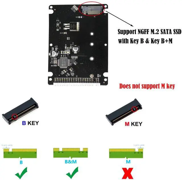 Alt view image 2 of 6 - BUCIER M.2 NGFF SATA SSD to 2.5" IDE 44pin Enclosure Adapter, Black for Notebook LaptopDesktop Computer and More