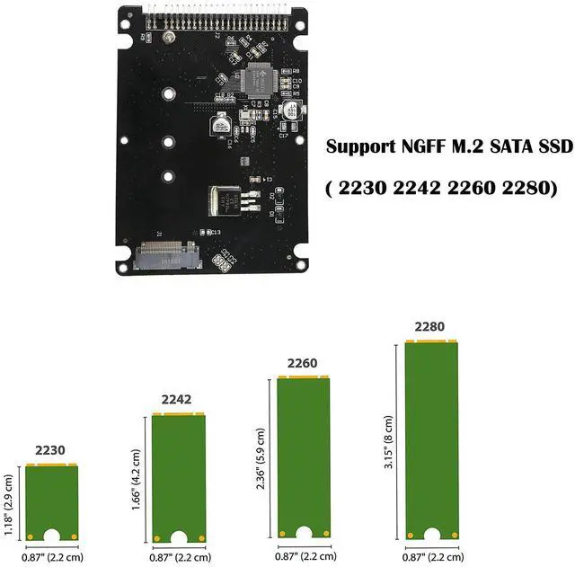 Alt view image 3 of 6 - BUCIER M.2 NGFF SATA SSD to 2.5" IDE 44pin Enclosure Adapter, Black for Notebook LaptopDesktop Computer and More