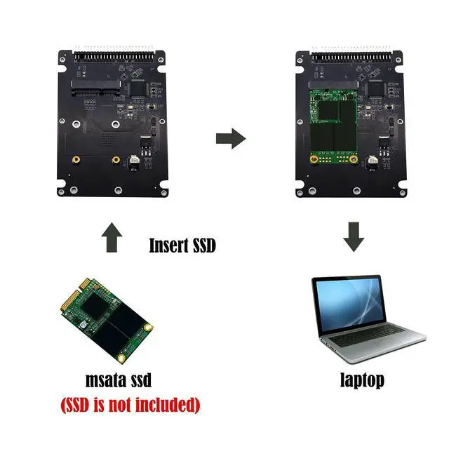 Alt view image 3 of 6 - BUCIER MSATA Mini PCI-E SSD to 2.5 Inch IDE 44Pin Enclosure Adapter, Black for Notebook LaptopDesktop Computer and More