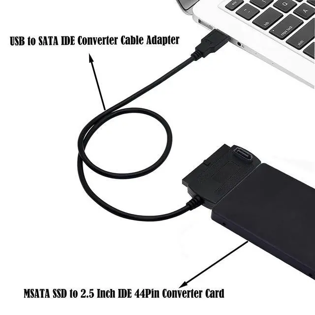 Alt view image 5 of 6 - BUCIER MSATA Mini PCI-E SSD to 2.5 Inch IDE 44Pin Enclosure Adapter, Black for Notebook LaptopDesktop Computer and More