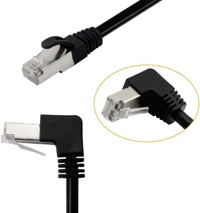Alt view image 2 of 5 - BUCIER Cat5 Ethernet Cable,RJ45 Male to Male 90 Degree Internet Network LAN Cable Patch Cord for PC, Router, Modem, Printer, Xbox, PS4-1.5FT (Angle UP)