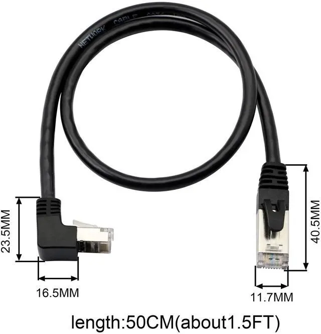 Alt view image 4 of 5 - BUCIER Cat5 Ethernet Cable,RJ45 Male to Male 90 Degree Internet Network LAN Cable Patch Cord for PC, Router, Modem, Printer, Xbox, PS4-1.5FT (Angle UP)