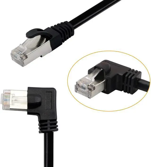 Alt view image 2 of 5 - BUCIER Cat5 Ethernet Cable,RJ45 Male to Male 90 Degree Internet Network LAN Cable Patch Cord for PC, Router, Modem, Printer, Xbox, PS4-1.5FT (Angle Left)