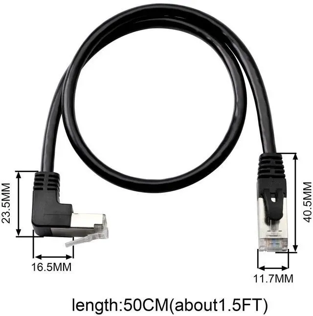 Alt view image 4 of 5 - BUCIER Cat5 Ethernet Cable,RJ45 Male to Male 90 Degree Internet Network LAN Cable Patch Cord for PC, Router, Modem, Printer, Xbox, PS4-1.5FT (Angle Down)