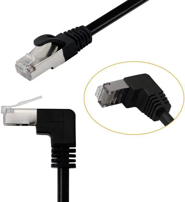Alt view image 2 of 5 - BUCIER Cat5 Ethernet Cable,RJ45 Male to Male 90 Degree Internet Network LAN Cable Patch Cord for PC, Router, Modem, Printer, Xbox, PS4-1.5FT (Angle Down)