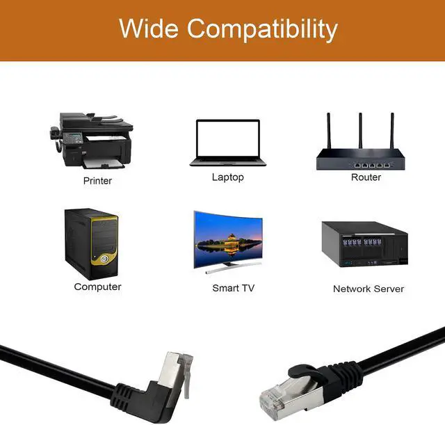 Alt view image 5 of 7 - BUCIER Cat6 Ethernet Cable 1.5 ft,90 Degree RJ45 Male to RJ45 Male Internet Extension Cable for PC, Router, Modem, Printer, Xbox, PS4(Angle Down)