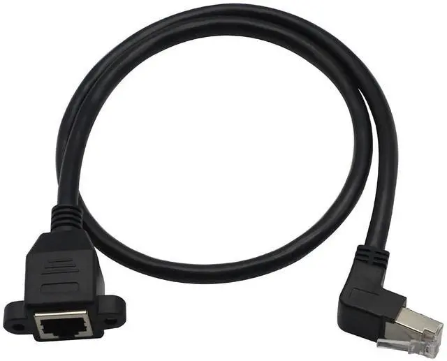 Alt view image 2 of 7 - BUCIER Panel Mount RJ45,RJ45 Male to Female 90 Degree Screw Panel Mount CAT6/5e/5 Shielded Network LAN Extender Cord Connector (Angled Down) 60CM
