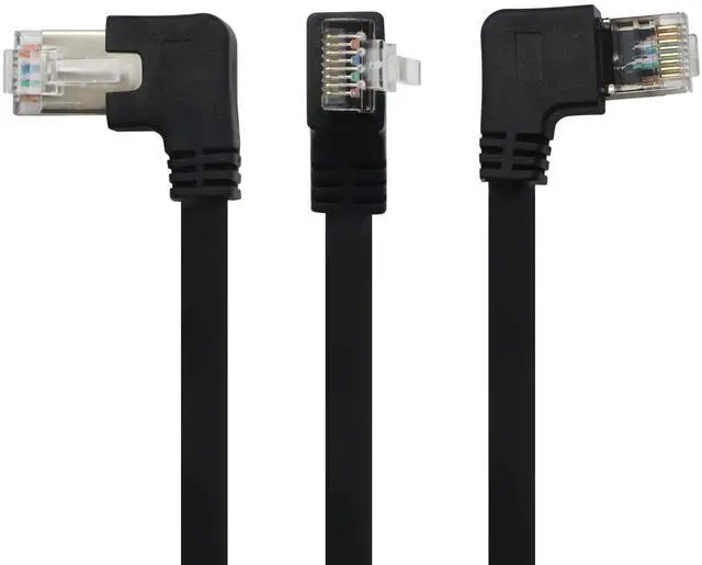 Alt view image 2 of 7 - BUCIER Panel Mount RJ45, RJ45 Male to Female 90 Degree Screw Panel Mount CAT6/5e/5 Shielded Network LAN Extender Cord Connector (Angled Left) 60cm