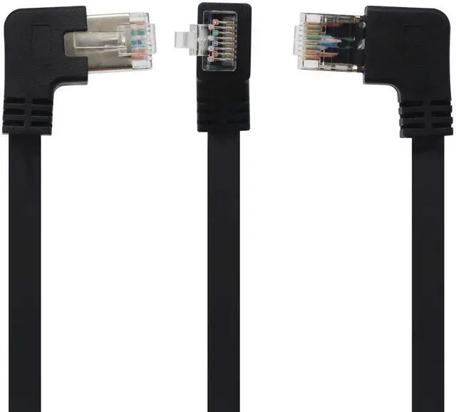 Alt view image 2 of 7 - BUCIER Panel Mount RJ45,RJ45 Male to Female 90 Degree Screw Panel Mount CAT6, CAT5e, CAT5 Shielded Network LAN Extender Cord Connector (Angled Right) 60CM