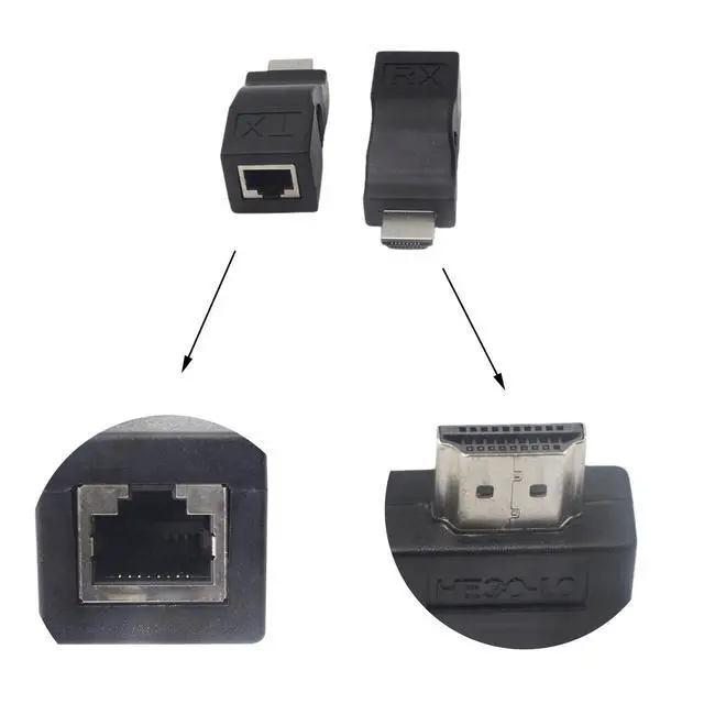 Alt view image 2 of 7 - HDMI to RJ45 Converter, HDMI to RJ45 Network Cable Extender Repeater Over CAT5e, CAT6 1080p up to 30m Extender Included Transmitter & Receiver for HDTV PS4 STB DVD 4K 2K-Request Pere Copper Wire