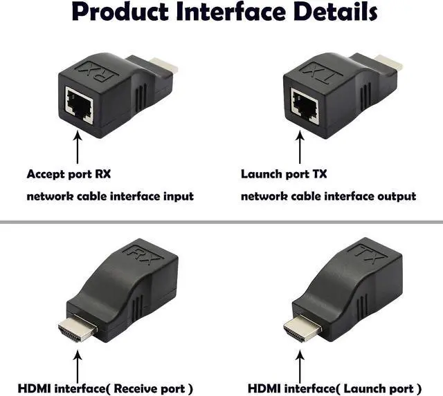 Alt view image 5 of 7 - HDMI to RJ45 Converter, HDMI to RJ45 Network Cable Extender Repeater Over CAT5e, CAT6 1080p up to 30m Extender Included Transmitter & Receiver for HDTV PS4 STB DVD 4K 2K-Request Pere Copper Wire