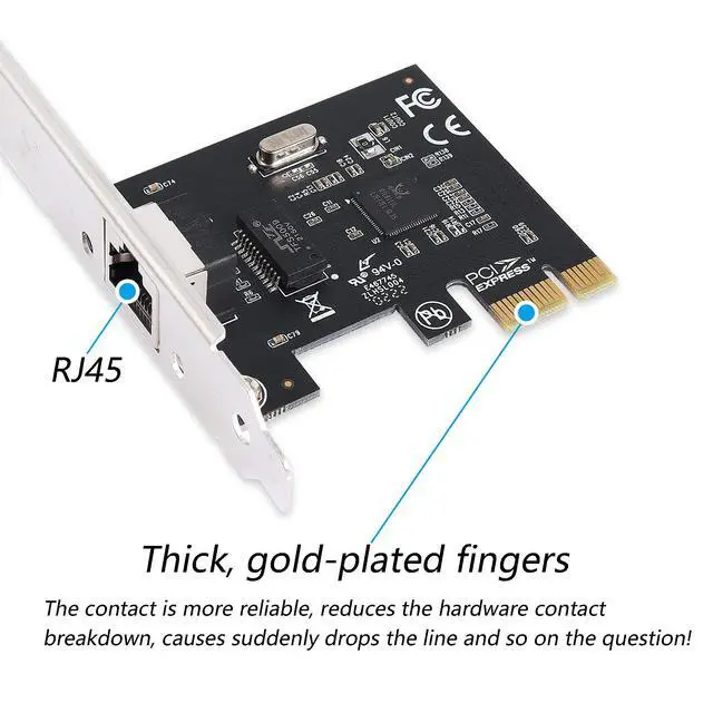 Alt view image 5 of 6 - BUCIER Gigabit Ethernet PCI Express, 1 Port PCIE Gigabit Nic PCI-E Network Card 10/100/1000Mbps RJ45 VLAN Adapter Converter