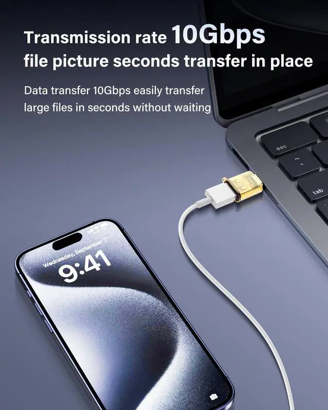 Alt view image 3 of 7 - BUCIER USB to USB C Adapter PD 120W Type-C Male to USB-A Female Adapter 10Gbps Data Transfer & Fast Charging Compatible with Laptop, Phone, Tablet & PC, 2 Pack (C Male to A Female)
