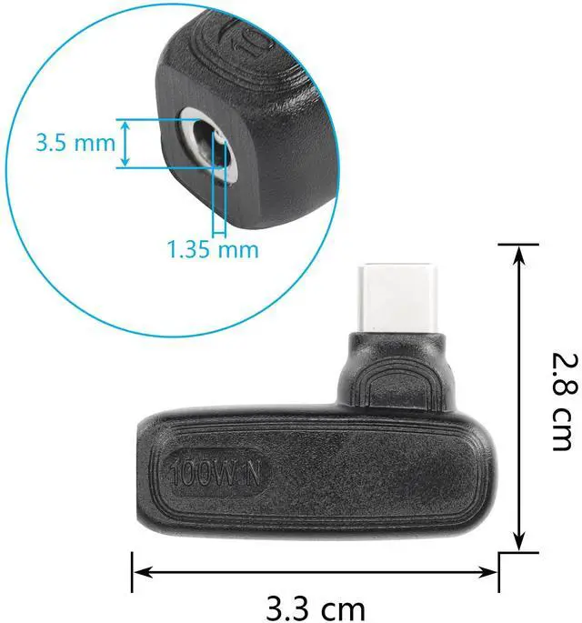 Alt view image 2 of 7 - BUCIER 100W PD DC35135 to Type C Power Charging Adapter DC 3.5mm x 1.35mm Female to USB C Male Connector,Uilt-in with PD Automatic Identification Induction Chip(35135 N)