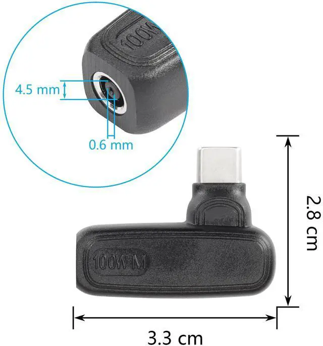 Alt view image 2 of 7 - BUCIER 100W PD DC4506 to Type C Power Charging Adapter DC 4.5mm x 0.6mm Female to USB C Male Connector,Uilt-in with PD Automatic Identification Induction Chip,for Phones,Tablets,Laptops (4506 M)