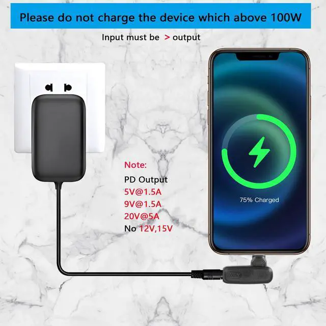 Alt view image 4 of 7 - BUCIER 100W PD DC4506 to Type C Power Charging Adapter DC 4.5mm x 0.6mm Female to USB C Male Connector,Uilt-in with PD Automatic Identification Induction Chip,for Phones,Tablets,Laptops (4506 M)