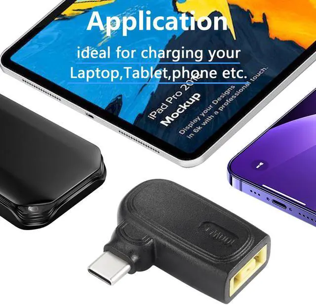 Alt view image 5 of 7 - BUCIER 100W PD Slim Tip to Type C Power Charging Adapter Square Female to USB C Male Connector,Uilt-in with PD Automatic Identification Induction Chip,for Laptops (Square C)