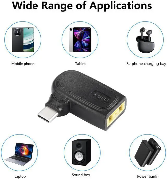 Alt view image 6 of 7 - BUCIER 100W PD Slim Tip to Type C Power Charging Adapter Square Female to USB C Male Connector,Uilt-in with PD Automatic Identification Induction Chip,for Laptops (Square C)