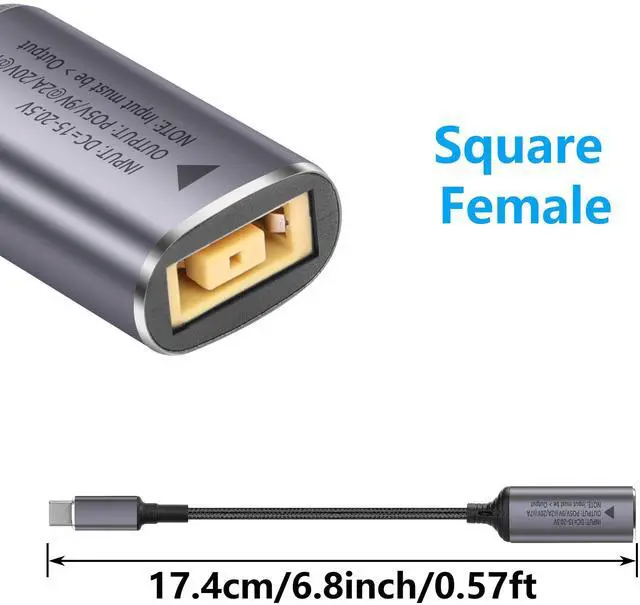 Alt view image 3 of 7 - BUCIER PD 140W Slim Tip to USB C Cable Square Female Input to Type C Male Power Charging Cable with PD Automatic Identification Chip,for Phones,Tablets,Laptops(Square)