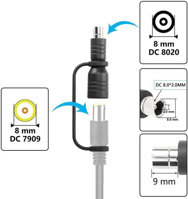 Alt view image 3 of 7 - BUCIER DC7909 to DC8020 Adapter, DC7909 Female to DC8020 Male Connector Adapter,for 100W 150W 180W 200W Solar Panel, Compatible with Solar Power Station Explorer Series 1500(2 PCS)