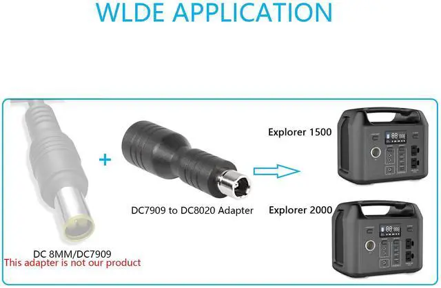 Alt view image 6 of 7 - BUCIER DC7909 to DC8020 Adapter, DC7909 Female to DC8020 Male Connector Adapter,for 100W 150W 180W 200W Solar Panel, Compatible with Solar Power Station Explorer Series 1500(2 PCS)