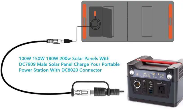 Alt view image 2 of 7 - BUCIER DC7909 to DC8020 Adapter, DC7909 Female to DC8020 Male Connector Adapter,for 100W 150W 180W 200W Solar Panel, Compatible with Solar Power Station Explorer Series 1500(2 PCS)