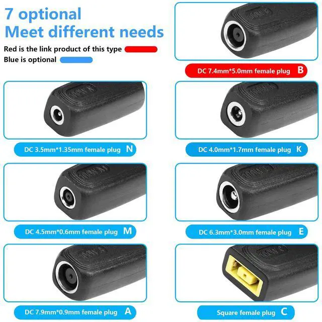 Alt view image 5 of 7 - BUCIER 100W PD DC 7.4mm x 5.0mm Female(7.4mm x 0.6mm) Input to USB Type C Male Power Charging Adapter,Uilt-in with PD Automatic Identification Induction Chip,for Phones,Tablets,Laptops(7450 B)