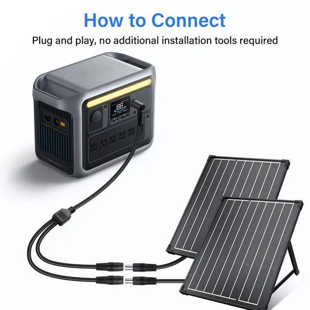 Alt view image 5 of 7 - BUCIER 14AWG DC7909 Y Splitter Cable 90 Degree DC 8mm 1 Male to 2 Female Converters for Solar Panels 2Ft