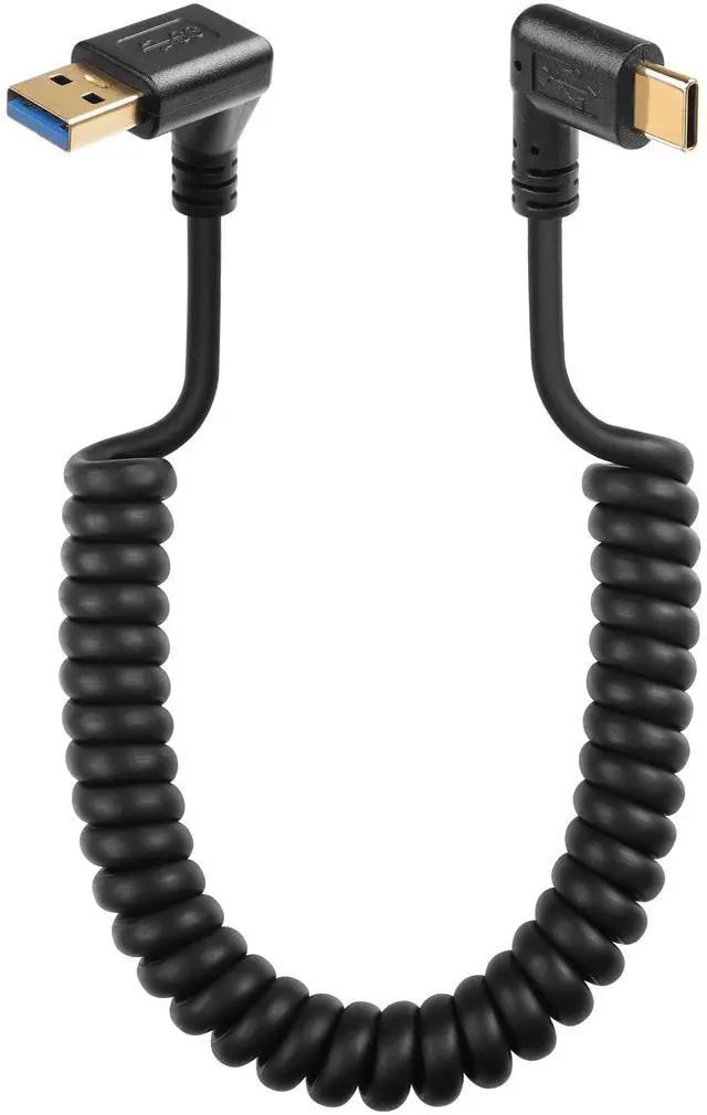 Main image of BUCIER 90 Degree USB Type C Spring Cable 5Gbps Retractable USB3.0 to USB C Charging Cable and Data Transfer for Phone, Tablet, Other USB C Devices (Down)