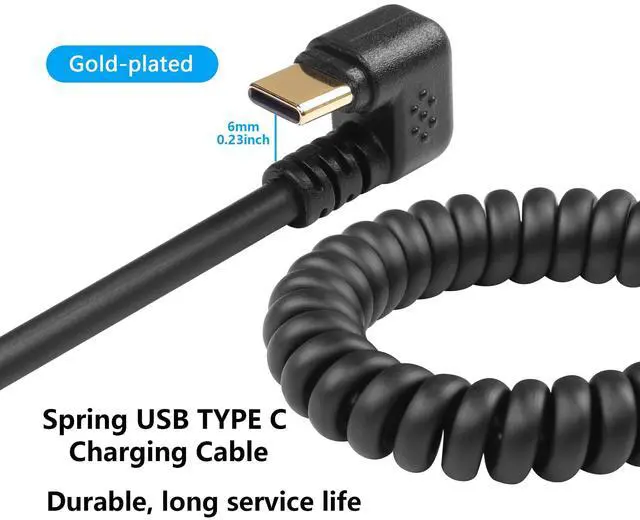 Alt view image 2 of 7 - BUCIER U Shape USB Type C Spring Cable 5Gbps Retractable 90 Degree USB3.0 to USB C Charging Cable and Data Transfer for Phone, Tablet, Other USB C Devices (Up)