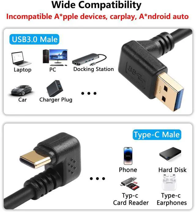 Alt view image 6 of 7 - BUCIER U Shape USB Type C Spring Cable 5Gbps Retractable 90 Degree USB3.0 to USB C Charging Cable and Data Transfer for Phone, Tablet, Other USB C Devices (Down)