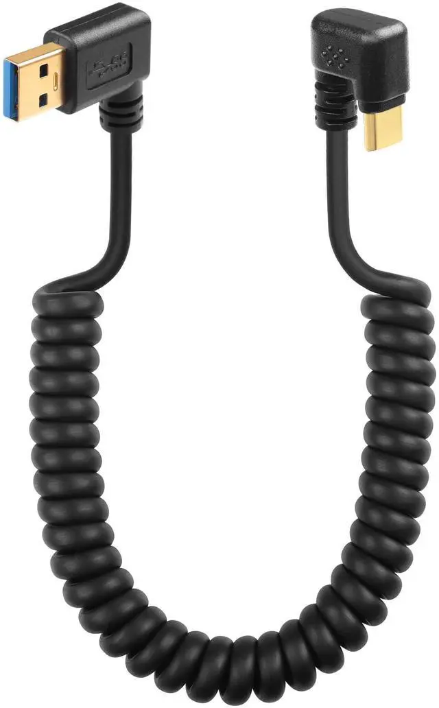 Main image of BUCIER U Shape USB Type C Spring Cable 5Gbps Retractable 90 Degree USB3.0 to USB C Charging Cable and Data Transfer for Phone, Tablet, Other USB C Devices (Left)