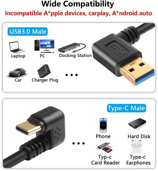 Alt view image 6 of 7 - BUCIER U Shape USB Type C Spring Cable 5Gbps Retractable 90 Degree USB3.0 to USB C Charging Cable and Data Transfer for Phone, Tablet, Other USB C Devices (Left)