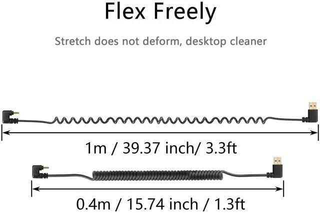 Alt view image 5 of 7 - BUCIER U Shape USB Type C Spring Cable 5Gbps Retractable 90 Degree USB3.0 to USB C Charging Cable and Data Transfer for Phone, Tablet, Other USB C Devices (Right)