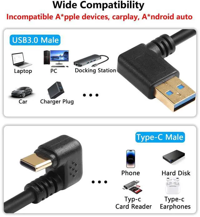 Alt view image 6 of 7 - BUCIER U Shape USB Type C Spring Cable 5Gbps Retractable 90 Degree USB3.0 to USB C Charging Cable and Data Transfer for Phone, Tablet, Other USB C Devices (Right)