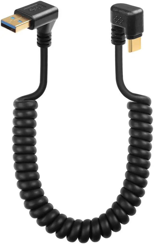 Main image of BUCIER U Shape USB Type C Spring Cable 5Gbps Retractable 90 Degree USB3.0 to USB C Charging Cable and Data Transfer for Phone, Tablet, Other USB C Devices (Up)