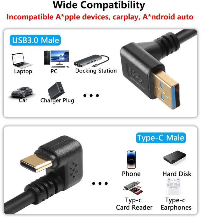 Alt view image 6 of 7 - BUCIER U Shape USB Type C Spring Cable 5Gbps Retractable 90 Degree USB3.0 to USB C Charging Cable and Data Transfer for Phone, Tablet, Other USB C Devices (Up)
