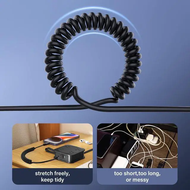 Alt view image 2 of 7 - BUCIER USB Type C Coiled Cable 5Gbps Retractable 90 Degree USB3.0 to USB C Charging Cable and Data Transfer for Phone, Tablet, Other USB C Devices (M to L)