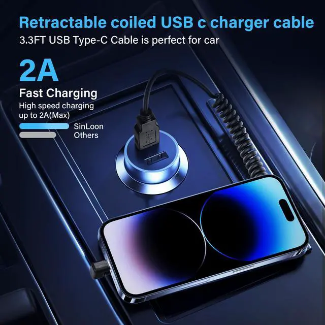 Alt view image 2 of 7 - BUCIER USB Type C Coiled Cable 5Gbps Retractable 90 Degree USB3.0 to USB C Charging Cable and Data Transfer for Phone, Tablet, Other USB C Devices (M to U)