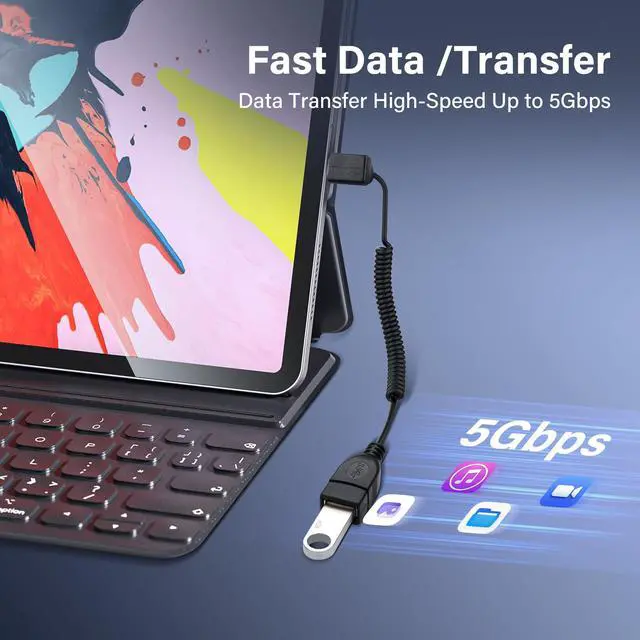 Alt view image 2 of 6 - BUCIER USB Type C Coiled Cable 5Gbps Retractable 90 Degree USB3.0 Female to USB C Male Charging Cable and Data Transfer for Phone, Tablet, Other USB C Devices (F/D)